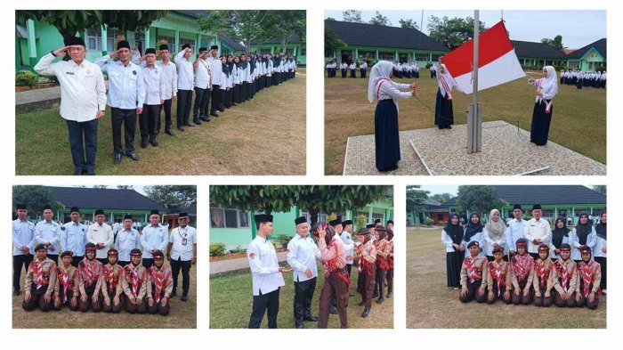 Pelepasan peserta JAMBORE CABANG VI SE- kab Sarolangun, oleh kakak KAMABIGUS MTsN 4 Sarolangun H.MUHAMMAD AKHFAZ,M.Pd.I